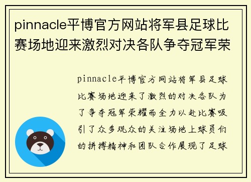 pinnacle平博官方网站将军县足球比赛场地迎来激烈对决各队争夺冠军荣耀